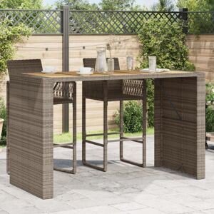 Garden Bar Table with Acacia Wood Top Grey 185x80x110 cm Poly Rattan Vidaxl Garden Bar Table with Acacia Wood Top Grey 185x80x110 cm Poly Rattan Vidaxl