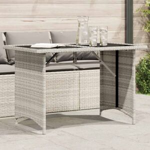Vidaxl - Garden Table with Glass Top Light Grey 110x68x70 cm Poly Rattan Vidaxl - Garden Table with Glass Top Light Grey 110x68x70 cm Poly Rattan