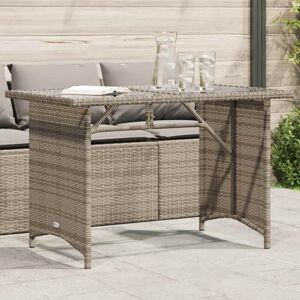 Vidaxl - Garden Table with Glass Top Grey 110x68x70 cm Poly Rattan Vidaxl - Garden Table with Glass Top Grey 110x68x70 cm Poly Rattan