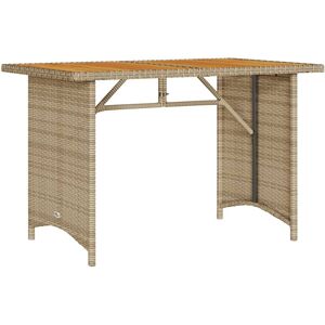 Garden Table with Wooden Top Beige 110x68x70 cm Poly Rattan vidaXL Garden Table with Wooden Top Beige 110x68x70 cm Poly Rattan vidaXL