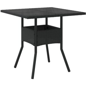 Garden Table with Glass Top Black 80x80x75 cm Poly Rattan Vidaxl Garden Table with Glass Top Black 80x80x75 cm Poly Rattan Vidaxl