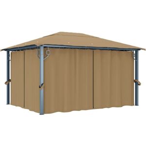 Vidaxl - Gazebo with Curtain 400x300 cm Taupe Aluminium Vidaxl - Gazebo with Curtain 400x300 cm Taupe Aluminium