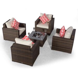 MODERN FURNITURE DIRECT Giardino Sydney 4 Seater Rattan Sofa Set with Drinks Cooler Coffee Table - Brown MODERN FURNITURE DIRECT Giardino Sydney 4 Seater Rattan Sofa Set with Drinks Cooler Coffee Table - Brown