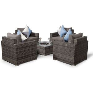 MODERN FURNITURE DIRECT Giardino Sydney 4 Seater Rattan Sofa Set with Drinks Cooler Coffee Table - Grey MODERN FURNITURE DIRECT Giardino Sydney 4 Seater Rattan Sofa Set with Drinks Cooler Coffee Table - Grey