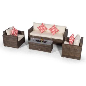 MODERN FURNITURE DIRECT Giardino Sydney 5 Seater Rattan Sofa Set with Drinks Cooler Coffee Table - Brown MODERN FURNITURE DIRECT Giardino Sydney 5 Seater Rattan Sofa Set with Drinks Cooler Coffee Table - Brown
