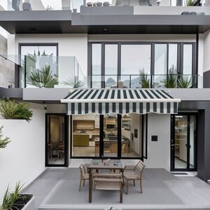 Green Bay - Greenbay 2.5 x 2m Manual Awning Garden Patio Canopy Sun Shade Shelter Retractable Green-White Green Bay - Greenbay 2.5 x 2m Manual Awning Garden Patio Canopy Sun Shade Shelter Retractable Green-White