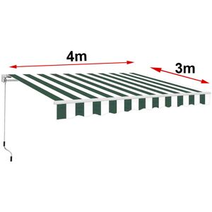 GREEN BAY Greenbay 4 x 3m Manual Awning Garden Patio Canopy Sun Shade Shelter Retractable Green-White GREEN BAY Greenbay 4 x 3m Manual Awning Garden Patio Canopy Sun Shade Shelter Retractable Green-White