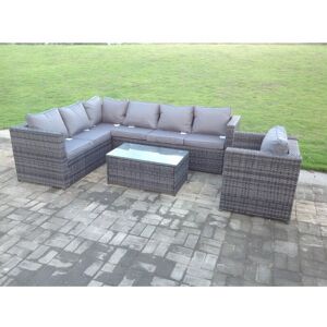 Fimous Dark Grey Mixed PE Rattan Corner Sofa Set Outdoor Garden Furniture Oblong Coffee Table Chair Fimous Dark Grey Mixed PE Rattan Corner Sofa Set Outdoor Garden Furniture Oblong Coffee Table Chair