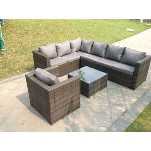 Fimous Dark Grey Mixed PE Rattan Corner Sofa Set Outdoor Garden Furniture Square Coffee Table Armchair With Thick Cushion Fimous Dark Grey Mixed PE Rattan Corner Sofa Set Outdoor Garden Furniture Square Coffee Table Armchair With Thick Cushion