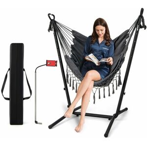 Costway - Hammock Chair with Stand Height Adjustable Hanging Chair w/ Phone Holder Pillow Costway - Hammock Chair with Stand Height Adjustable Hanging Chair w/ Phone Holder Pillow