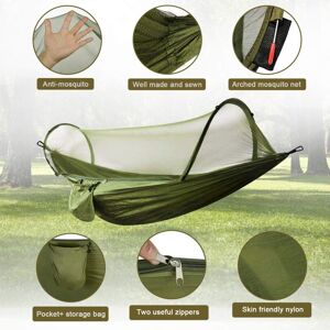 MEMKEY Hammock with Mosquito Net, 300 kg Load Capacity, Quick Drying, Ultralight, with 2 Carabiners, 2 Robust Straps for Outdoor, Camping, Garden - Army MEMKEY Hammock with Mosquito Net, 300 kg Load Capacity, Quick Drying, Ultralight, with 2 Carabiners, 2 Robust Straps for Outdoor, Camping, Garden - Army