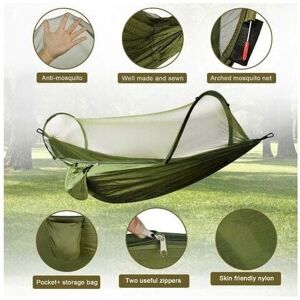 MUMU Hammock with Mosquito Net, 300kg Load Capacity, Quick Drying, Ultralight, with 2 Carabiners, 2 Sturdy Straps for Outdoor, Camping, Garden - Army MUMU Hammock with Mosquito Net, 300kg Load Capacity, Quick Drying, Ultralight, with 2 Carabiners, 2 Sturdy Straps for Outdoor, Camping, Garden - Army