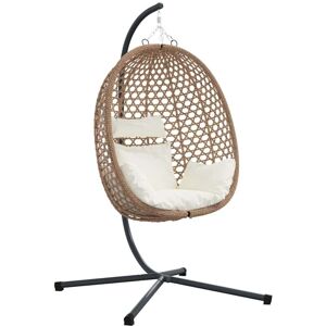 Hanging Egg Chair Light cream 104 x 100 x 191 cm Poly Rattan vidaXL Hanging Egg Chair Light cream 104 x 100 x 191 cm Poly Rattan vidaXL