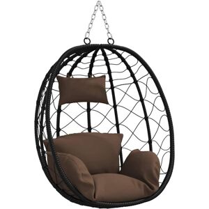 Hanging Egg Chair Folding Coffee 91.5 x 60 x 110 cm Poly Rattan vidaXL Hanging Egg Chair Folding Coffee 91.5 x 60 x 110 cm Poly Rattan vidaXL
