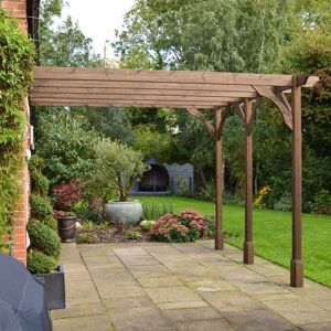 Rutland County Garden Furniture Ltd - Wall Mounted Premium Pergola 3 Post - L480 x W480 x H270 cm - Rustic Brown Rutland County Garden Furniture Ltd - Wall Mounted Premium Pergola 3 Post - L480 x W480 x H270 cm - Rustic Brown