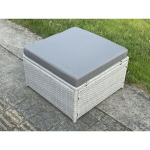 Fimous - Light Grey Rattan Footstool Patio Outdoor Garden Furniture Accessory With Thick Dark Grey Cushion Fimous - Light Grey Rattan Footstool Patio Outdoor Garden Furniture Accessory With Thick Dark Grey Cushion
