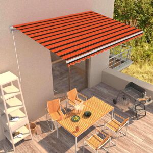 Vidaxl - Manual Retractable Awning 450x300 cm Orange and Brown Vidaxl - Manual Retractable Awning 450x300 cm Orange and Brown