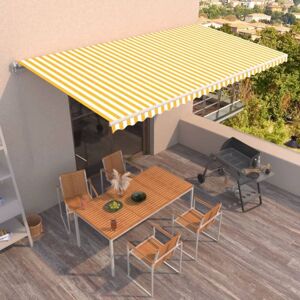 VidaXL Retractable Awning - Adjustable 600x350cm - Yellow/White - Sun Shade VidaXL Retractable Awning - Adjustable 600x350cm - Yellow/White - Sun Shade