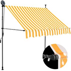 Vidaxl - Manual Retractable Awning with led 150 cm White and Orange Vidaxl - Manual Retractable Awning with led 150 cm White and Orange