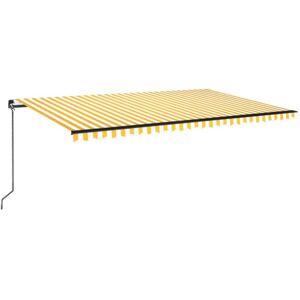 vidaXL Manual Retractable Awning with LED 500x350 cm Yellow and White Outdoor - Retractable Awning vidaXL Manual Retractable Awning with LED 500x350 cm Yellow and White Outdoor - Retractable Awning