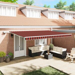 Retractable Awning with Orange and brown 500 x 350 cm Fabric vidaXL Retractable Awning with Orange and brown 500 x 350 cm Fabric vidaXL