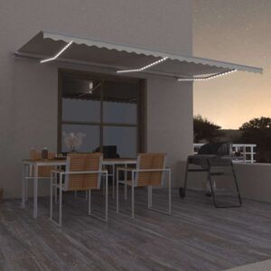 vidaXL Manual Retractable Awning with LED 600x300 cm Cream - Awning vidaXL Manual Retractable Awning with LED 600x300 cm Cream - Awning