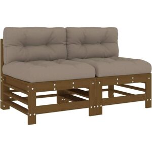 Vidaxl - Middle Sofas with Cushions 2 pcs Honey Brown Solid Wood Pine Vidaxl - Middle Sofas with Cushions 2 pcs Honey Brown Solid Wood Pine