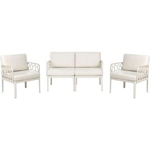 Beliani - Modern 4 Seater Garden Sofa Set Synthetic Frame with Light Beige Cushions Eriche Beliani - Modern 4 Seater Garden Sofa Set Synthetic Frame with Light Beige Cushions Eriche