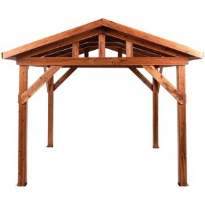 BELIANI Gazebo SECCHIA Fir Wood 296 cm 350 cm Brown/ Grey BELIANI Gazebo SECCHIA Fir Wood 296 cm 350 cm Brown/ Grey