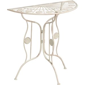 Beliani - Outdoor Bistro Table Metal Vintage Style 80 x 37 cm Tabletop Iron Frame Light Beige Coggia Beliani - Outdoor Bistro Table Metal Vintage Style 80 x 37 cm Tabletop Iron Frame Light Beige Coggia