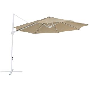 Beliani Garden Sun Parasol Taupe White Pole Fabric - Garden Parasol Beliani Garden Sun Parasol Taupe White Pole Fabric - Garden Parasol