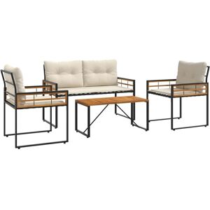 Outdoor Furniture Set with Cushion 4 pcs Cream vidaXL Outdoor Furniture Set with Cushion 4 pcs Cream vidaXL