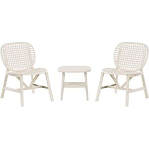 Beliani - Outdoor Garden Bar Bistro Set Table and Low Chairs Synthetic Material Off-White Sicelle Beliani - Outdoor Garden Bar Bistro Set Table and Low Chairs Synthetic Material Off-White Sicelle