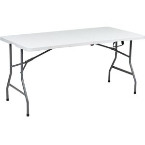 Beliani - Outdoor Garden Dining Table for 4 Rectangular Folding with Metal Legs 152 x 74 cm White Cugnoli Beliani - Outdoor Garden Dining Table for 4 Rectangular Folding with Metal Legs 152 x 74 cm White Cugnoli