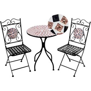 Beliani - Outdoor Garden Metal Bistro Set Table and Chairs Mosaic Pattern Black Carpino Beliani - Outdoor Garden Metal Bistro Set Table and Chairs Mosaic Pattern Black Carpino