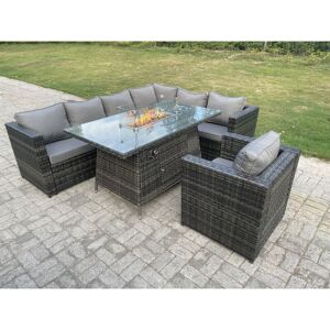 Fimous Dark Grey Garden Corner Furniture Set with Gas Fire Pit & Lounge Chair - Garden Furniture Fimous Dark Grey Garden Corner Furniture Set with Gas Fire Pit & Lounge Chair - Garden Furniture