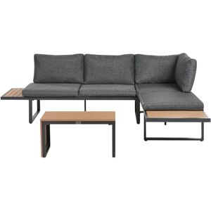 BELIANI Outdoor Set Modular Sofa Cushions Coffee Table Grey and Light Brown Pienza BELIANI Outdoor Set Modular Sofa Cushions Coffee Table Grey and Light Brown Pienza