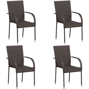 vidaXL Stackable garden chairs 4 pcs. Poly rattan brown vidaXL Stackable garden chairs 4 pcs. Poly rattan brown