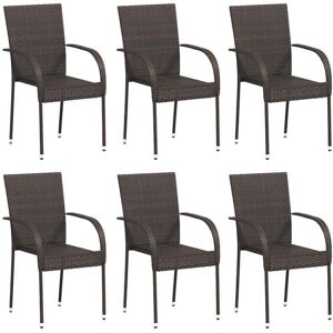 vidaXL Stackable Outdoor Chairs - Poly Rattan - Brown (6pcs) vidaXL Stackable Outdoor Chairs - Poly Rattan - Brown (6pcs)