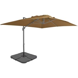 vidaXL Outdoor Umbrella with Portable Base Taupe - Outdoor Umbrella vidaXL Outdoor Umbrella with Portable Base Taupe - Outdoor Umbrella