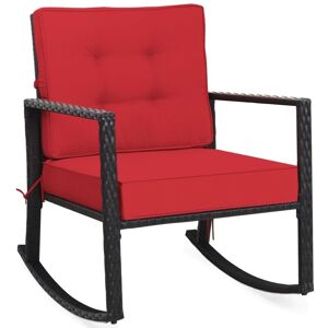 Costway - Outdoor Wicker Furniture Rocking Chair Metal Frame Patio Rattan Rocker w/Cushion Costway - Outdoor Wicker Furniture Rocking Chair Metal Frame Patio Rattan Rocker w/Cushion
