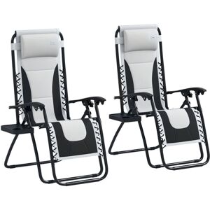 Outsunny 2 Pcs Zero Gravity Lounger Folding Recliner Chair w/ Cup Holder Outsunny 2 Pcs Zero Gravity Lounger Folding Recliner Chair w/ Cup Holder