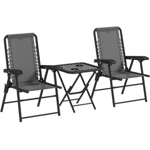 Outsunny 3 Pieces Folding Garden Bistro Set with Cup Holders, Dark Grey Outsunny 3 Pieces Folding Garden Bistro Set with Cup Holders, Dark Grey