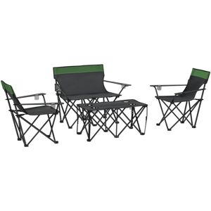 4 Piece Foldable Camping Table and Chairs Set, Olive Green - Outsunny 4 Piece Foldable Camping Table and Chairs Set, Olive Green - Outsunny