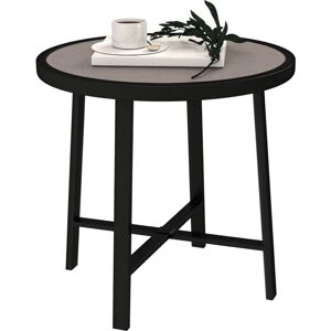 50.5cm Round Garden Table with spc Tabletop, Grey Wood Effect - Outsunny 50.5cm Round Garden Table with spc Tabletop, Grey Wood Effect - Outsunny