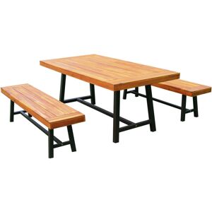 Outsunny - 3 Pieces Acacia Wood Picnic Dining Set Outdoor Indoor Furniture Natural Outsunny - 3 Pieces Acacia Wood Picnic Dining Set Outdoor Indoor Furniture Natural