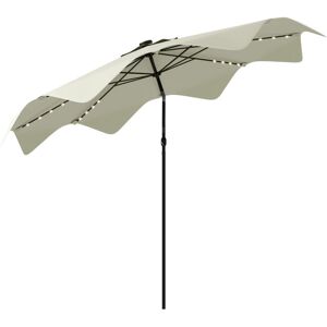 Outsunny Garden Parasol Umbrella with LED Lights and Tilt, Table Umbrella Cream White Outsunny Garden Parasol Umbrella with LED Lights and Tilt, Table Umbrella Cream White