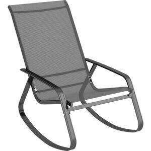 Outsunny - Garden Rocking Chair with Armrests, High Back, Grey Outsunny - Garden Rocking Chair with Armrests, High Back, Grey
