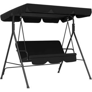 Outsunny Outdoor 3-person Porch Swing Chair with Adjustable Canopy Black Outsunny Outdoor 3-person Porch Swing Chair with Adjustable Canopy Black