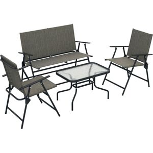 Patio Furniture Set, Garden Set w/ Table, Foldable Chairs, a Loveseat Brown - Outsunny Patio Furniture Set, Garden Set w/ Table, Foldable Chairs, a Loveseat Brown - Outsunny